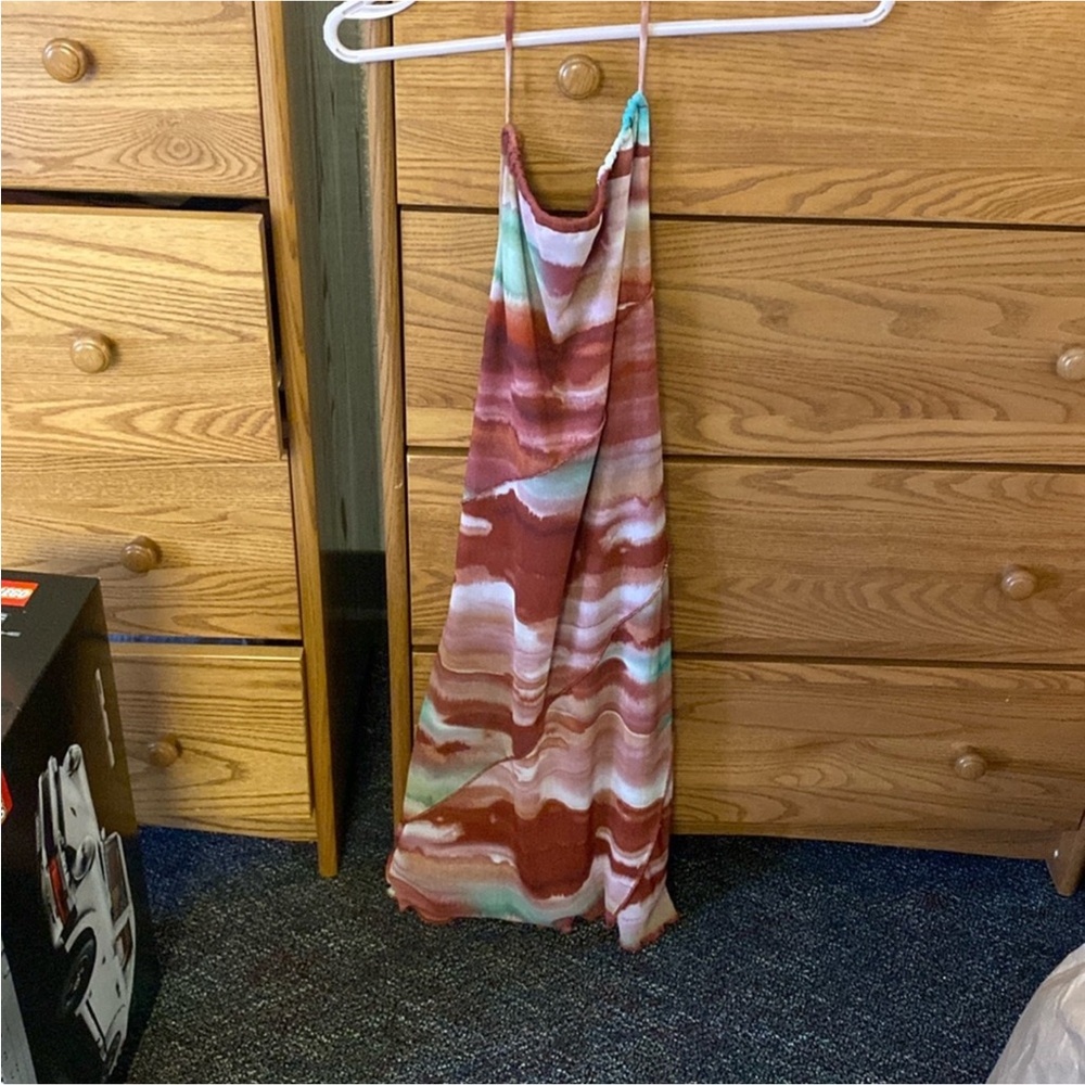 Open back halter dress